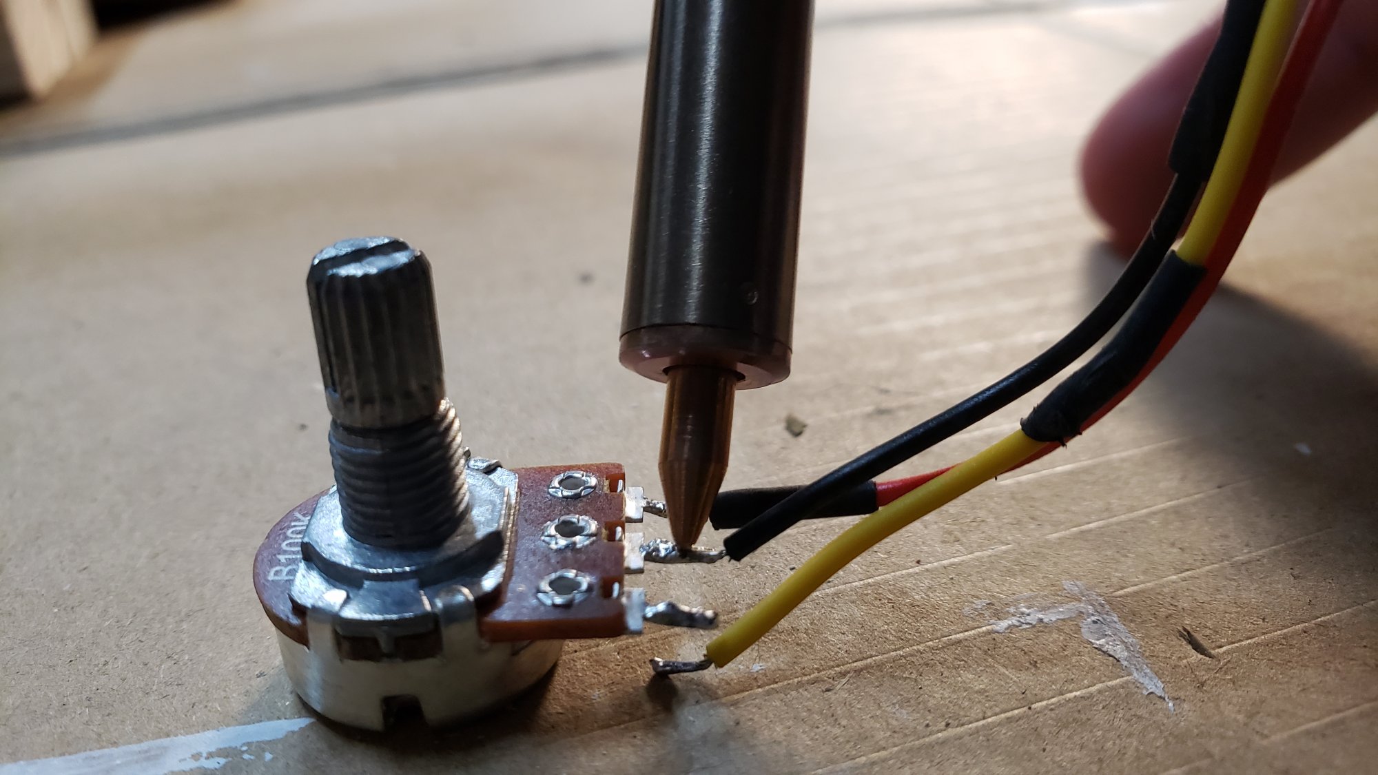 1 solder off pot wires