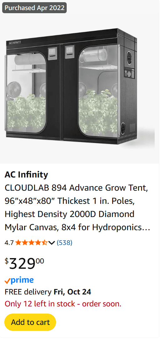 ACinfinity 4x8 tent