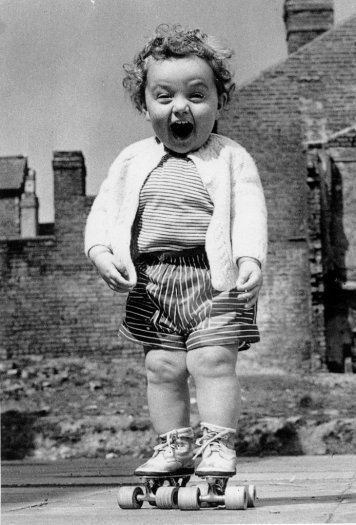 Baby on roller skates