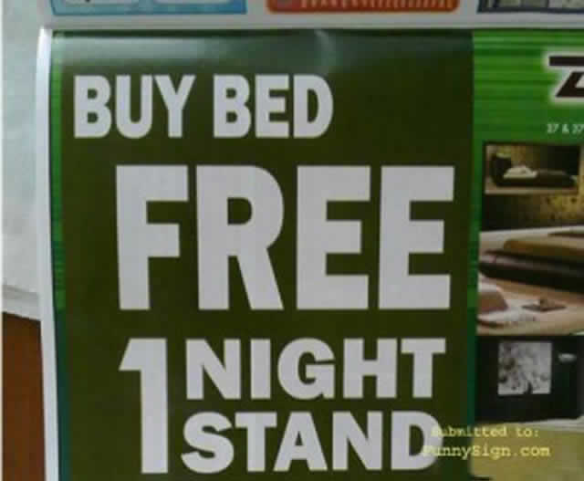 Bs funny sign bed night stand