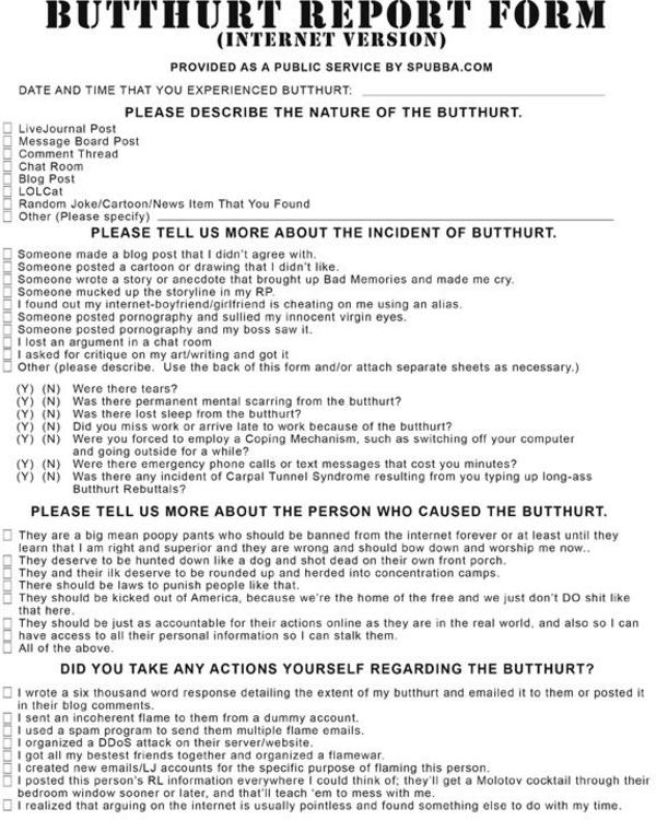 Butthurt form