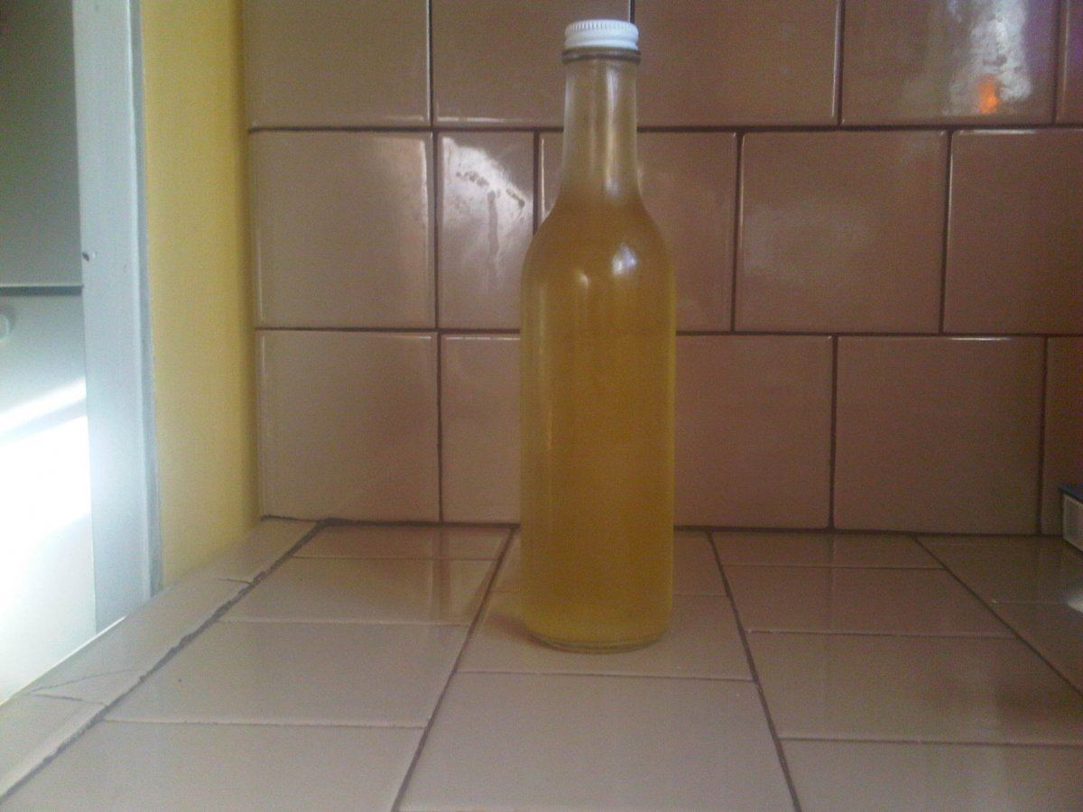 Finished bottle of weed wine riesling