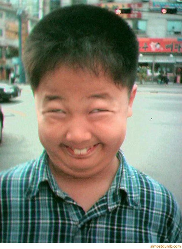 Funny face asian kid