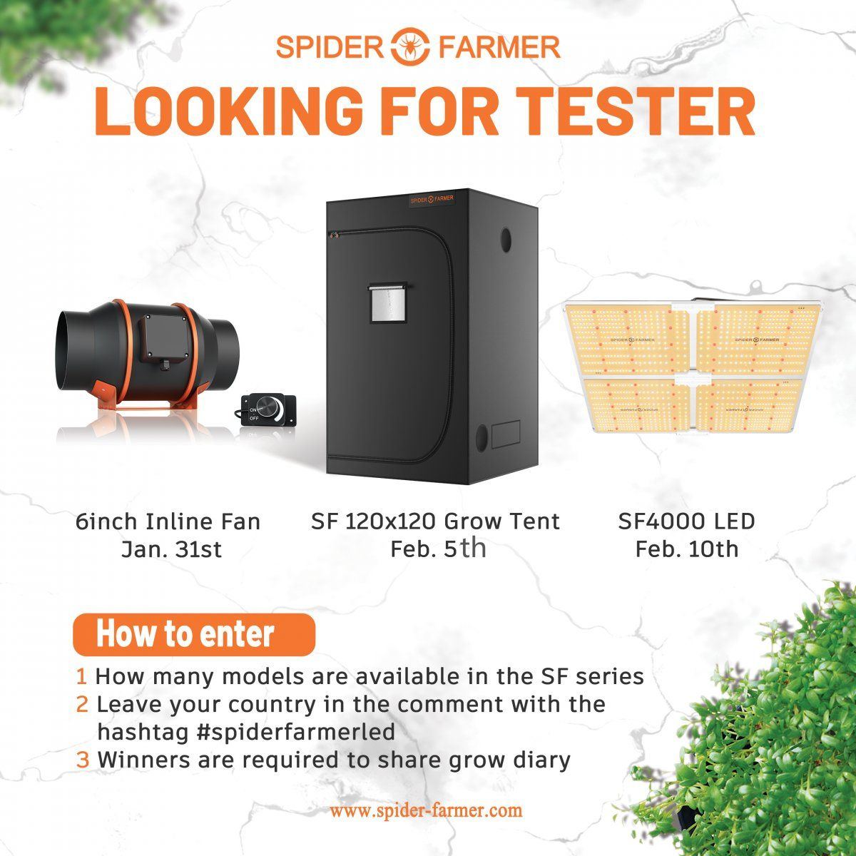Giveaway spider farmer sf4000 led sf 120x120 grow tent and sf 6inchinline fan look for tester