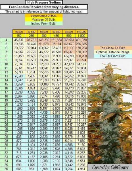 HPS Light Distance Chart