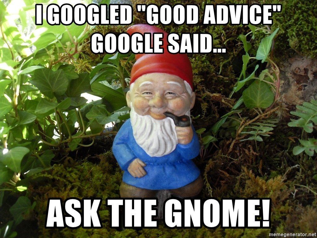 I googled good advice google said ask the gnome