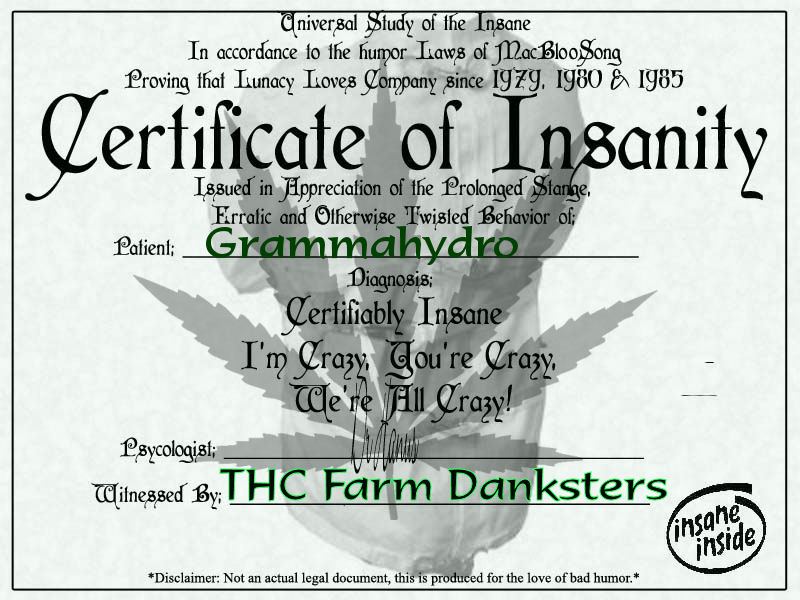 Insanity certified grammahydro