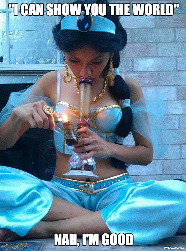 Jasmine smoking a bong