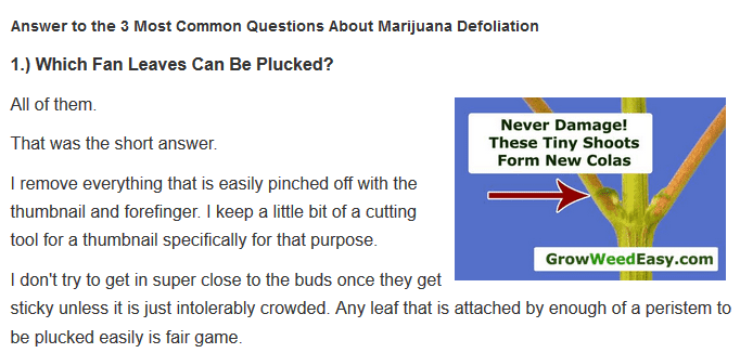 My reason to defoliate