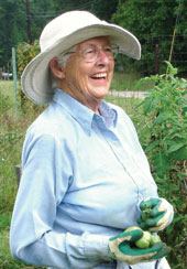 Old lady gardening