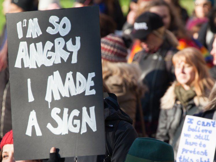 Protest angry sign