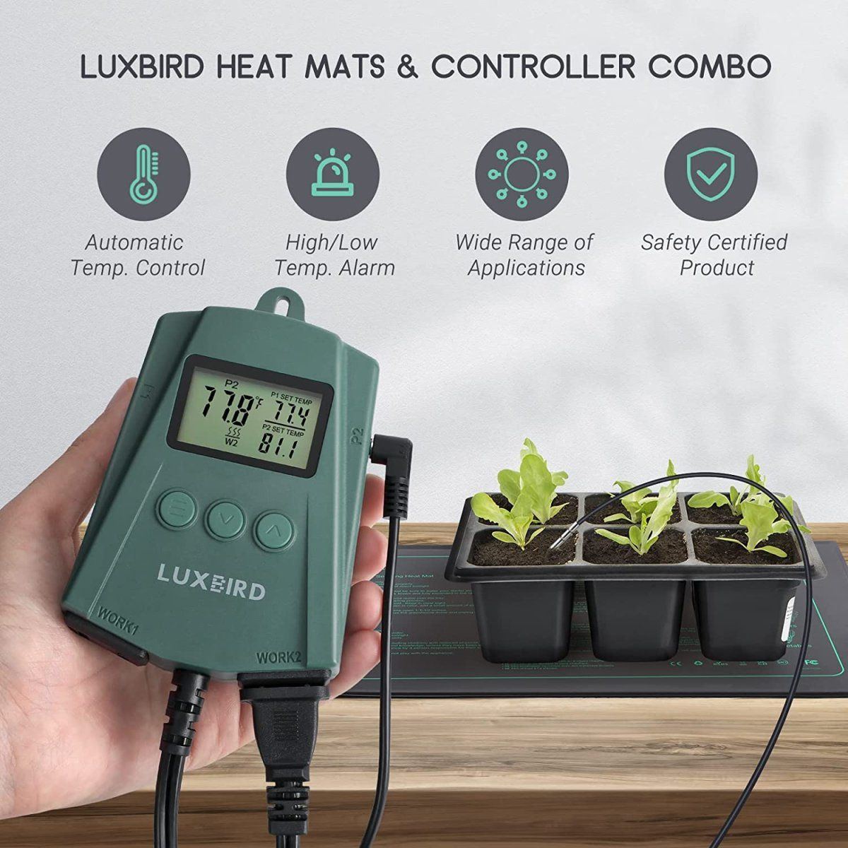 Seedling heat mat and digital thermostat controller