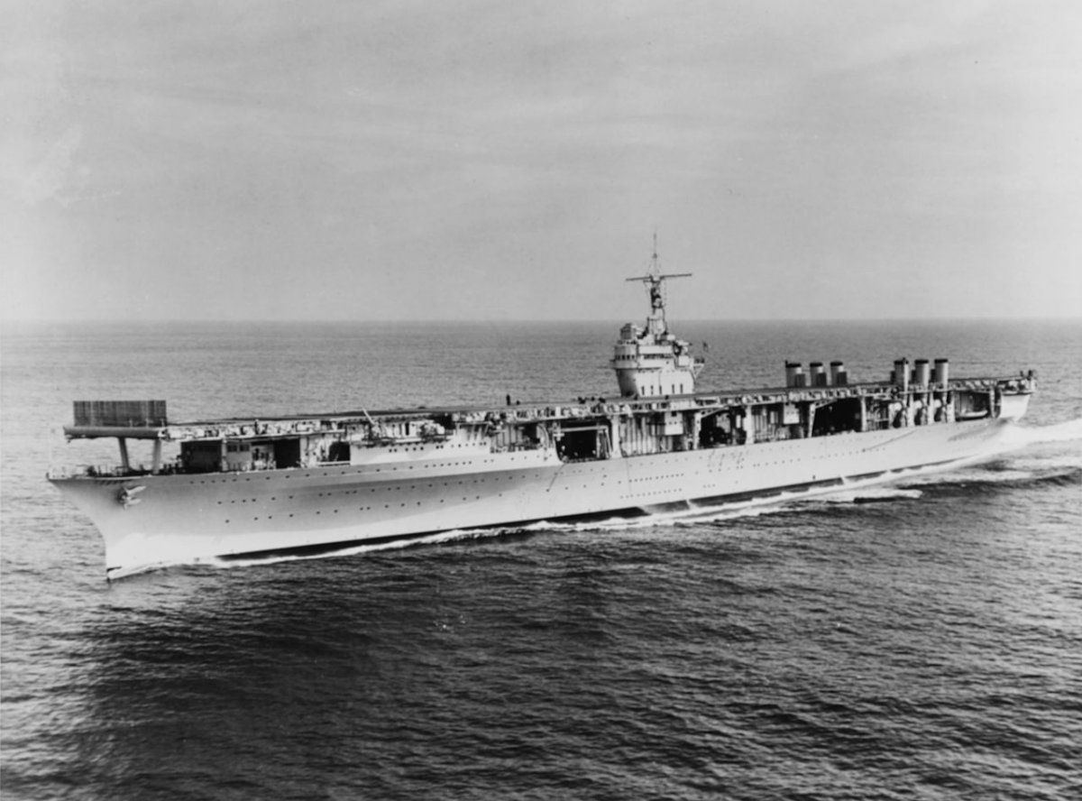 USS Ranger CV 4 underway at sea during the later 1930s