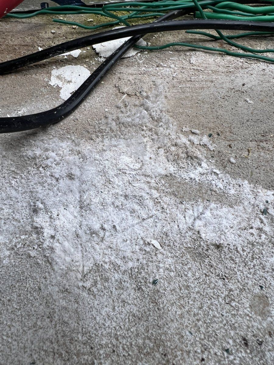 White powder residue on floor in grow room 2