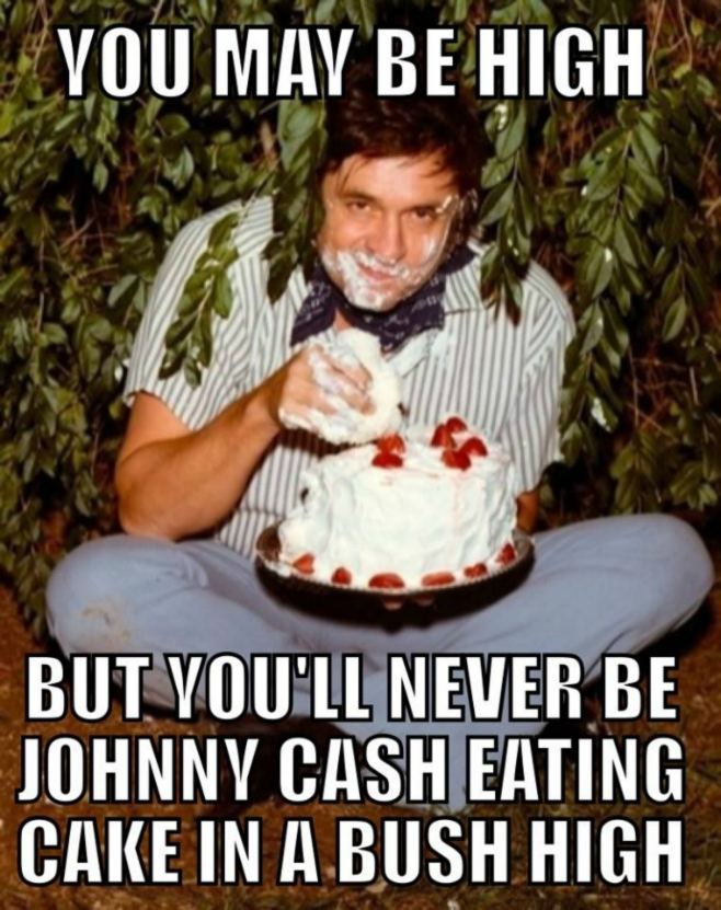 You may be high but youll never be johnny cash eating cake in a bush high  2013 06 20