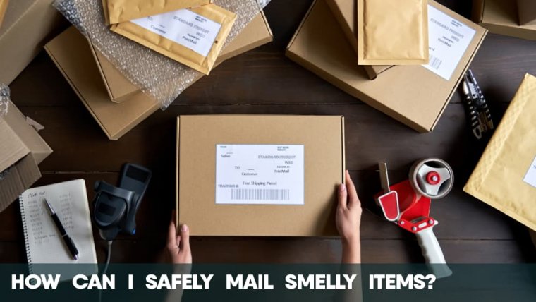 How can I safely mail smelly items?